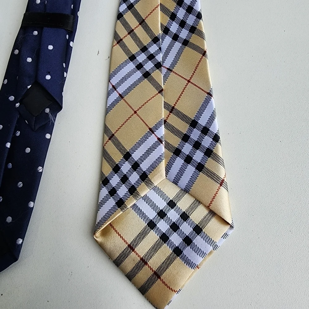 Lot Of 3  Pre-tied Ties Toddler Kids Size Blue Beige Black White